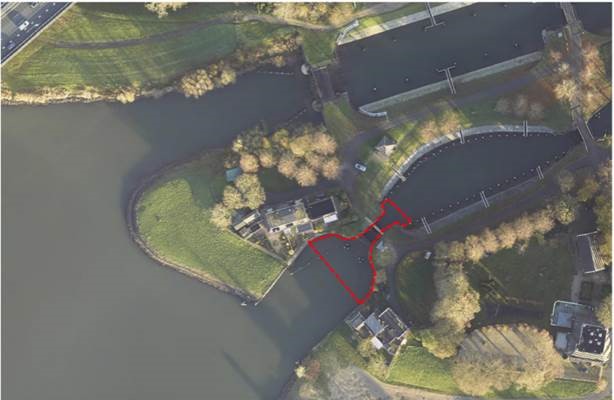 Een luchtfoto van het Katerveercomplex in Zwolle.